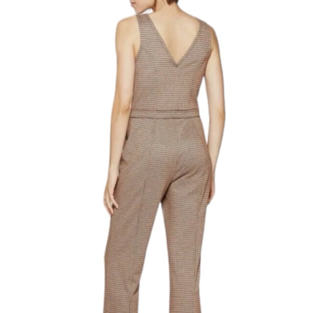 Wild Fable V-Neck & Back Sleeveless Half Zip Brown Plaid Jumpsuit Size XXL